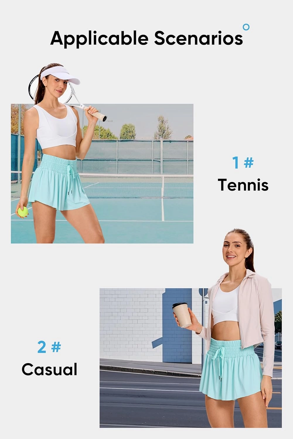 Blaosn Flowy Athletic Shorts for Women Workout Running Gym Yoga High Waist Skort Sweat Skirt Cute Clothes Summer Outfits