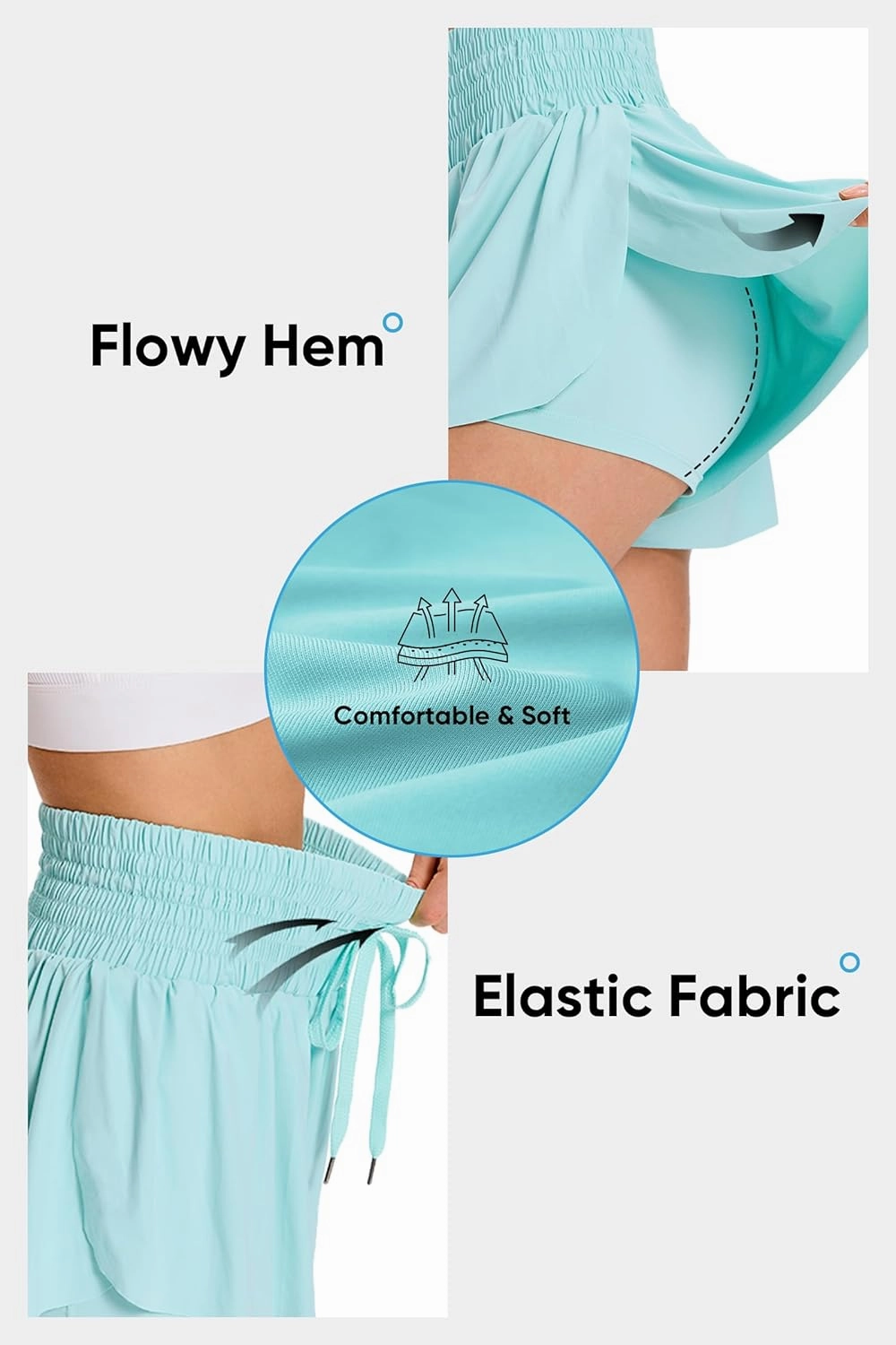 Blaosn Flowy Athletic Shorts for Women Workout Running Gym Yoga High Waist Skort Sweat Skirt Cute Clothes Summer Outfits