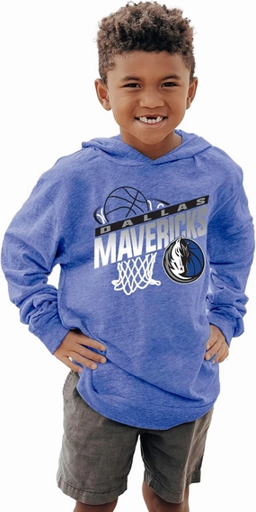 Blue 84 Unisex Kid's NBA Officially Licensed Youth Tri-Blend Hooded Long Sleeve T-Shirt Hoop Team Color