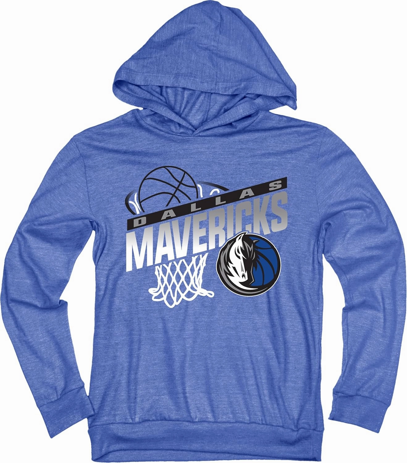 Blue 84 Unisex Kid's NBA Officially Licensed Youth Tri-Blend Hooded Long Sleeve T-Shirt Hoop Team Color