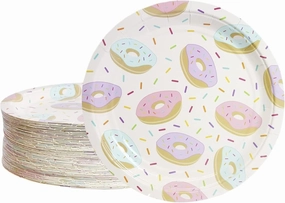 BLUE PANDA Donut Plates - 80-Pack 9in Paper Sprinkle Plates for Donut Party Supplies, Birthday Party Decorations & Baby Shower