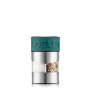 Bodum Twin Dual Salt and Pepper Grinder, Stainless Steel w/Silicone Sleeve, Forest