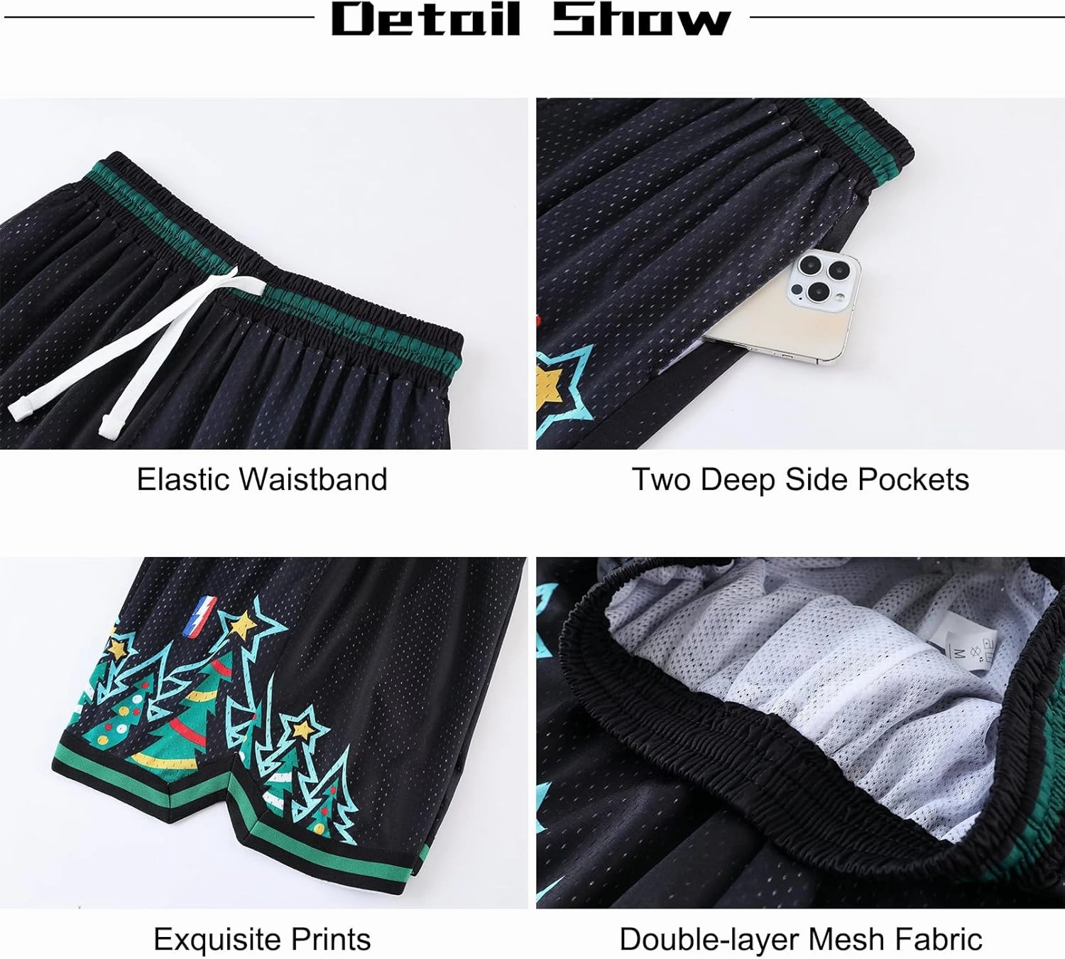 BOOMLEMON Men's Basketball Shorts Gym Training Workout Athletic Shorts Mesh Graphic Print Running Short Pants