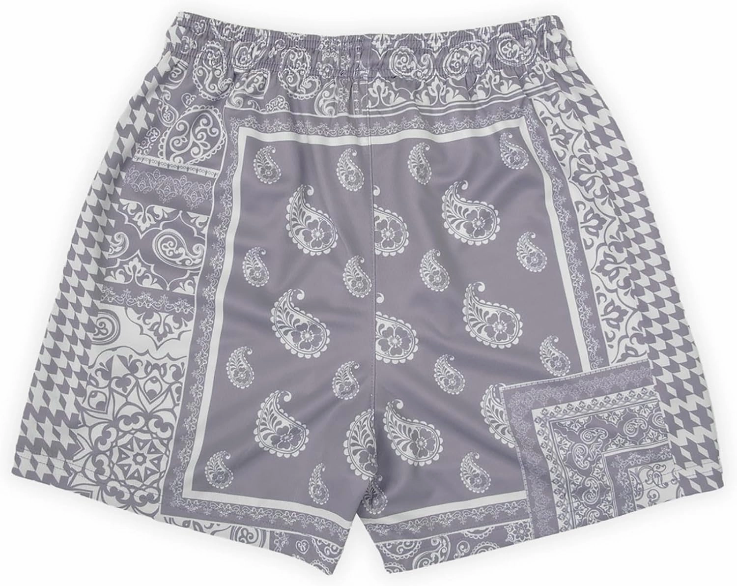 BOOMLEMON Men's Retro Paisley Shorts Mesh Print Casual Beach Shorts Athletic Gym Workout Running Short Pants