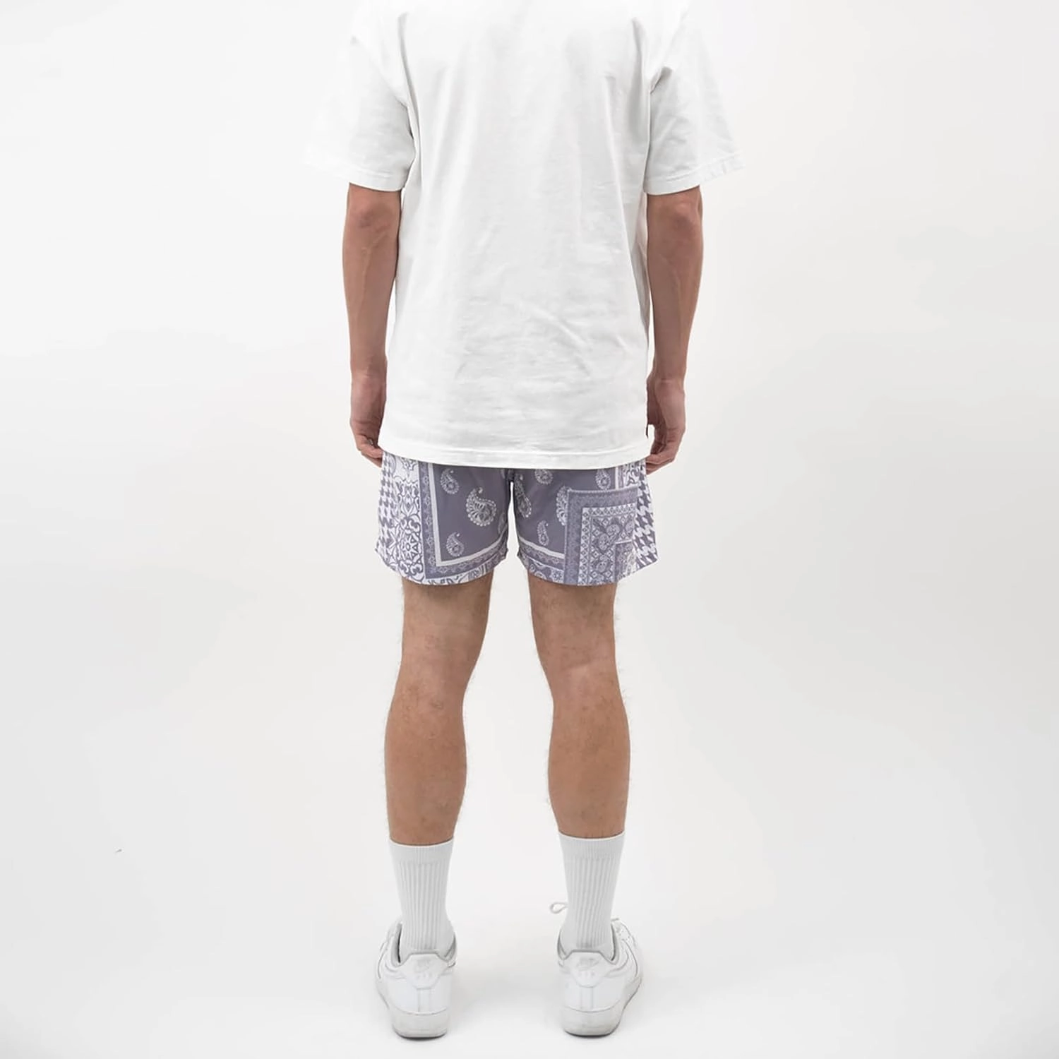 BOOMLEMON Men's Retro Paisley Shorts Mesh Print Casual Beach Shorts Athletic Gym Workout Running Short Pants
