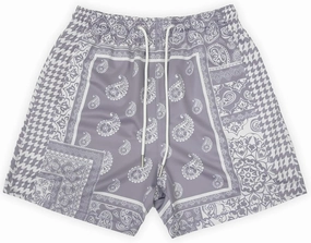 BOOMLEMON Men's Retro Paisley Shorts Mesh Print Casual Beach Shorts Athletic Gym Workout Running Short Pants