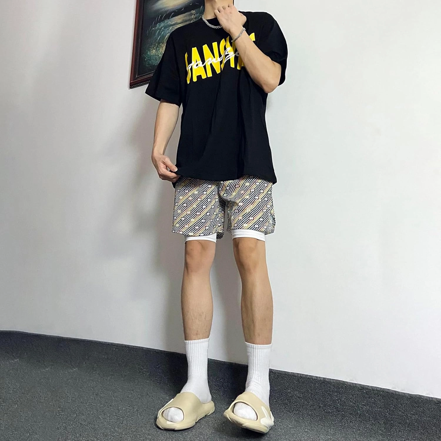 BOOMLEMON Mens Mesh Graphic Print Shorts Casual Workout Cool Shorts Gym Basketball Running Short Pants