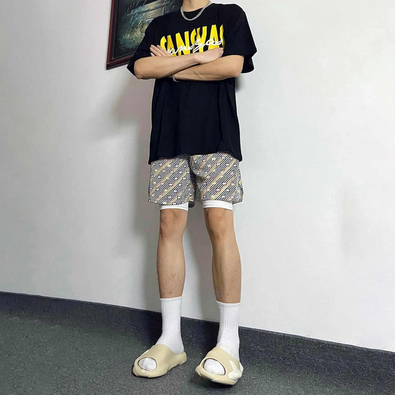 BOOMLEMON Mens Mesh Graphic Print Shorts Casual Workout Cool Shorts Gym Basketball Running Short Pants