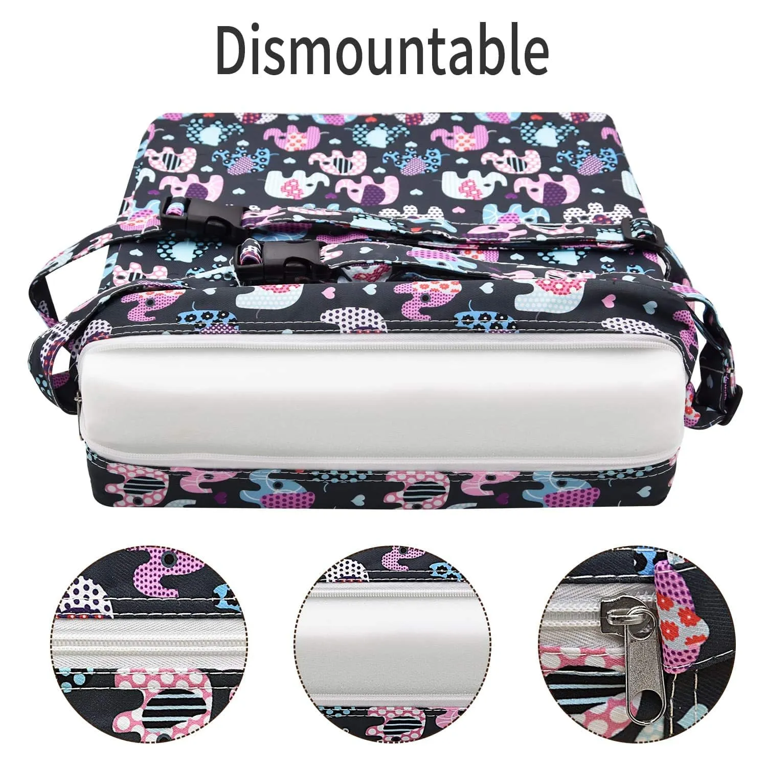 Booster Seat for Kitchen Chair - Washable Toddler Booster for Dining Table, Portable Travel Increasing Cushion for Kid (Elephant)