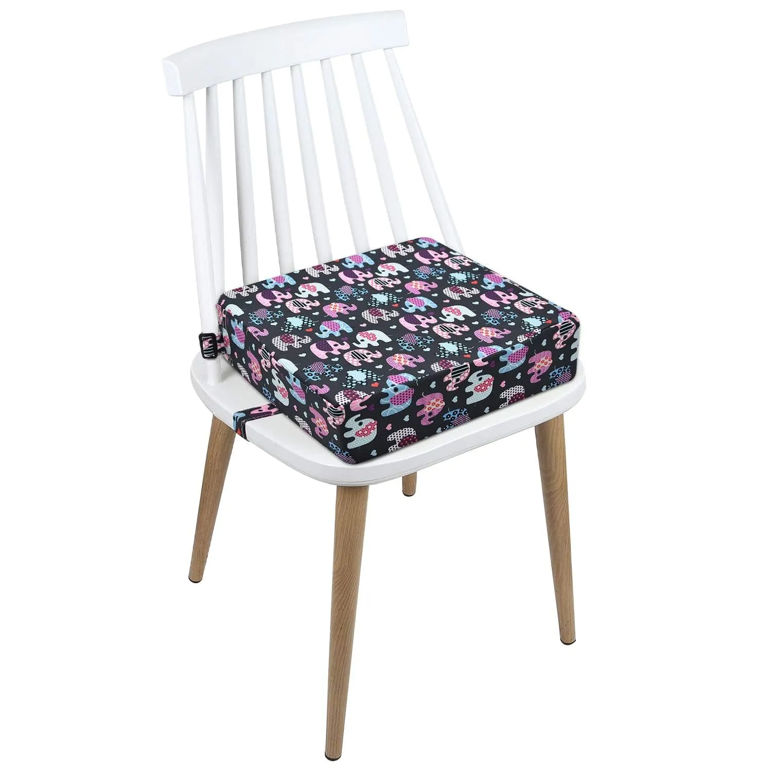Booster Seat for Kitchen Chair - Washable Toddler Booster for Dining Table, Portable Travel Increasing Cushion for Kid (Elephant)