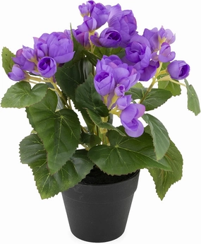 Boston International Potted Faux Flowers Plant Begonia Bush, 10-Inches, Purple