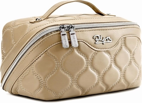 BOYATU Travel Makeup Bags for Women Cosmetic Bag: Puffy Make up Bags Set of 3 - Vegan Leather Makeup Organizer - Waterproof Large Toiletry Bag with Compartments - Travel Essentials (02 Khaki)
