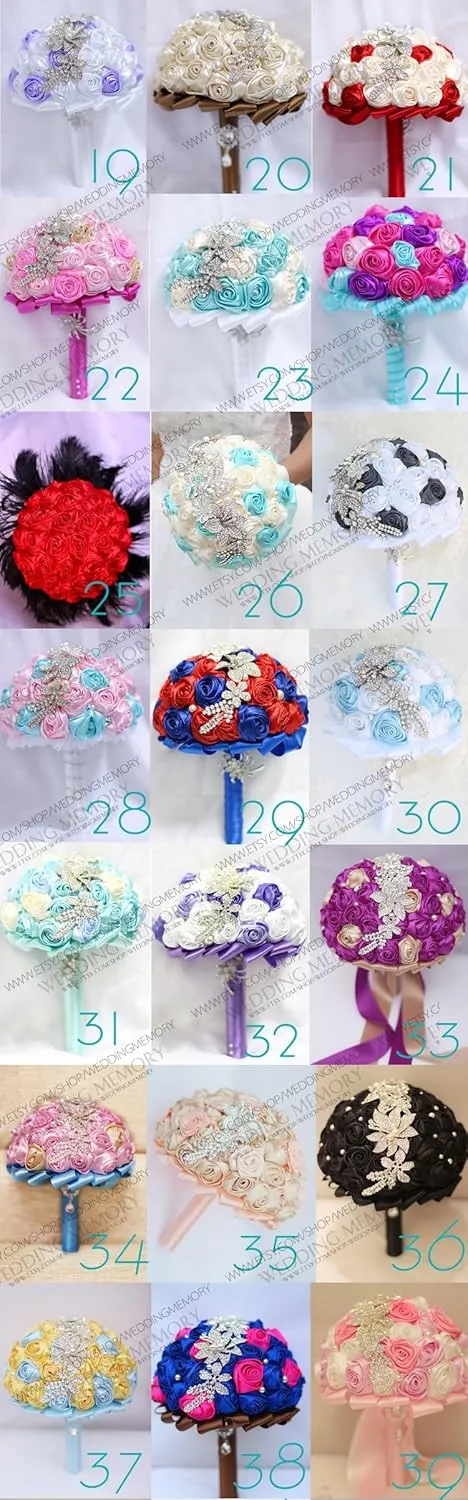 Bride Holding Flowers, Romantic Wedding Colorful Rose Bride 's Bouquet,Purple Pink Bridal Bouquets (Royal Blue)