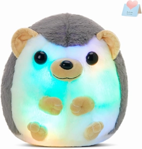 BSTAOFY 10'' Light up Hedgehog Stuffed Animal Glow Soft Plush Toy LED Nightlight Bedtime Gift for Toddlers Kids on Birthday Christmas