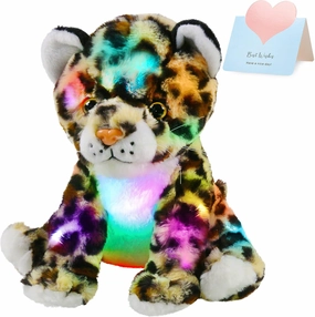 BSTAOFY 10’’ Light up Cheetah Stuffed Animal, Plush LED Leopard Plush Night Light, Companion Bedtime Jungle Toys Glow Afraid of Dark, Valentines Birthday for Toddler Kids Boys