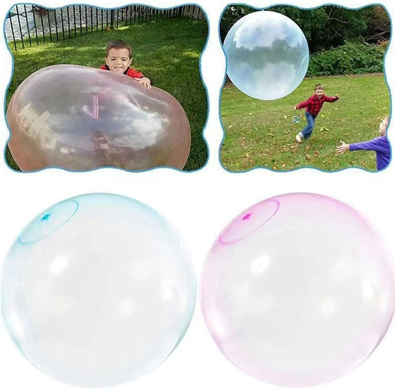 Bubble Ball Toy for Adults Kids Inflatable Water Ball Beach Garden Ball Soft Rubber Ball Outdoor Party 47in (Blue)