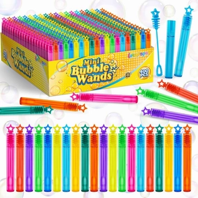 Bubble Wand, 400 Pcs Mini Bubble Wands Bulk in 10 Colors, Bubble Easter Halloween Party Favors for Kids, Summer Toys, Indoor Outdoor Activity, Themed Birthday, Wedding, for Girls & Boys