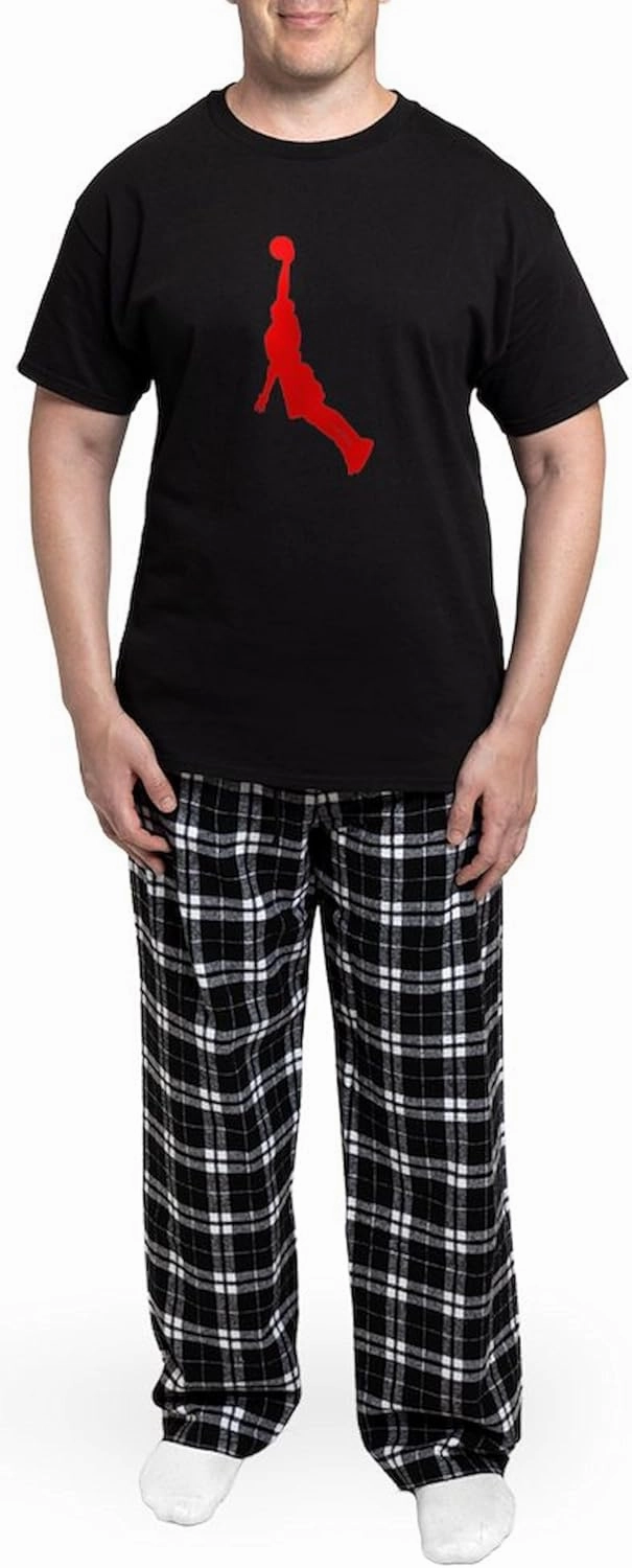 CafePress Red Basketball Dunk Pajamas Novelty Men's Pajama Set, Comfortable PJ Sleepwear