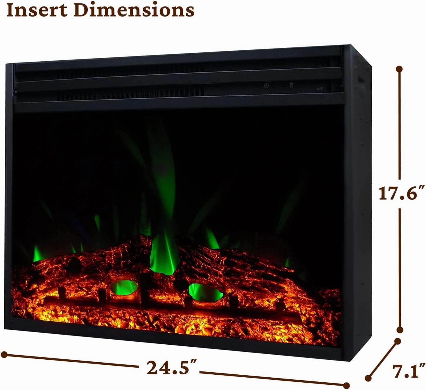 Cambridge Sienna 34 Inch Freestanding Fireplace Mantel with Storage Shelf and 1500W Electric Heater Insert with Deep Log Display, Colorful Flames, Remote Control, Walnut