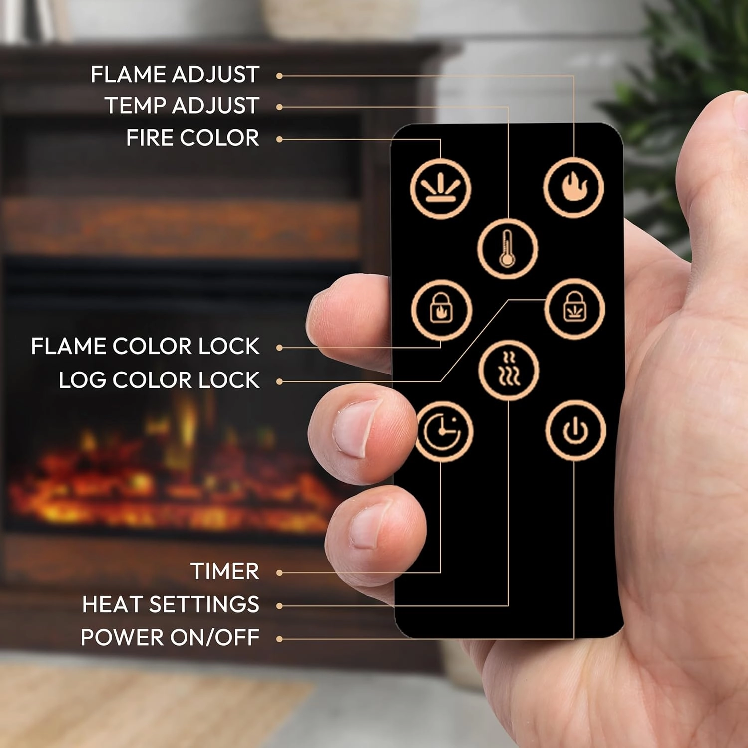 Cambridge Sienna 34 Inch Freestanding Fireplace Mantel with Storage Shelf and 1500W Electric Heater Insert with Deep Log Display, Colorful Flames, Remote Control, Walnut