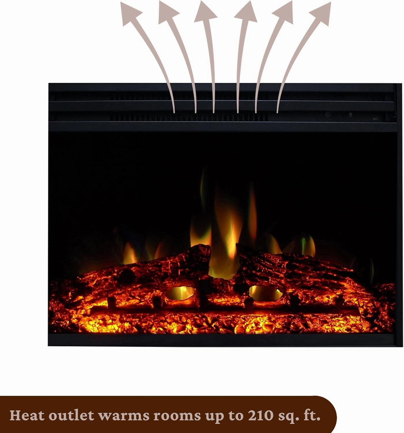 Cambridge Sienna 34 Inch Freestanding Fireplace Mantel with Storage Shelf and 1500W Electric Heater Insert with Deep Log Display, Colorful Flames, Remote Control, Walnut