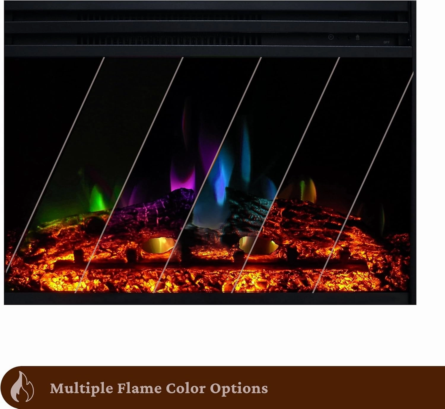Cambridge Sienna 34 Inch Freestanding Fireplace Mantel with Storage Shelf and 1500W Electric Heater Insert with Deep Log Display, Colorful Flames, Remote Control, Walnut