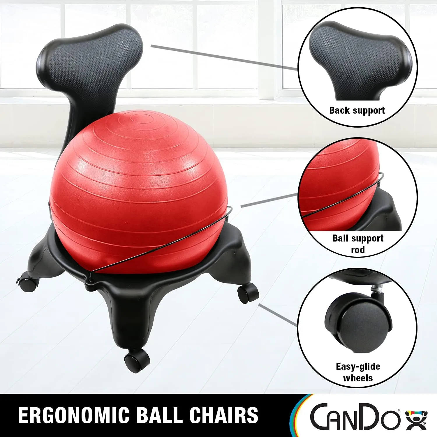 CanDo Plastic Mobile Ball Chair Adult