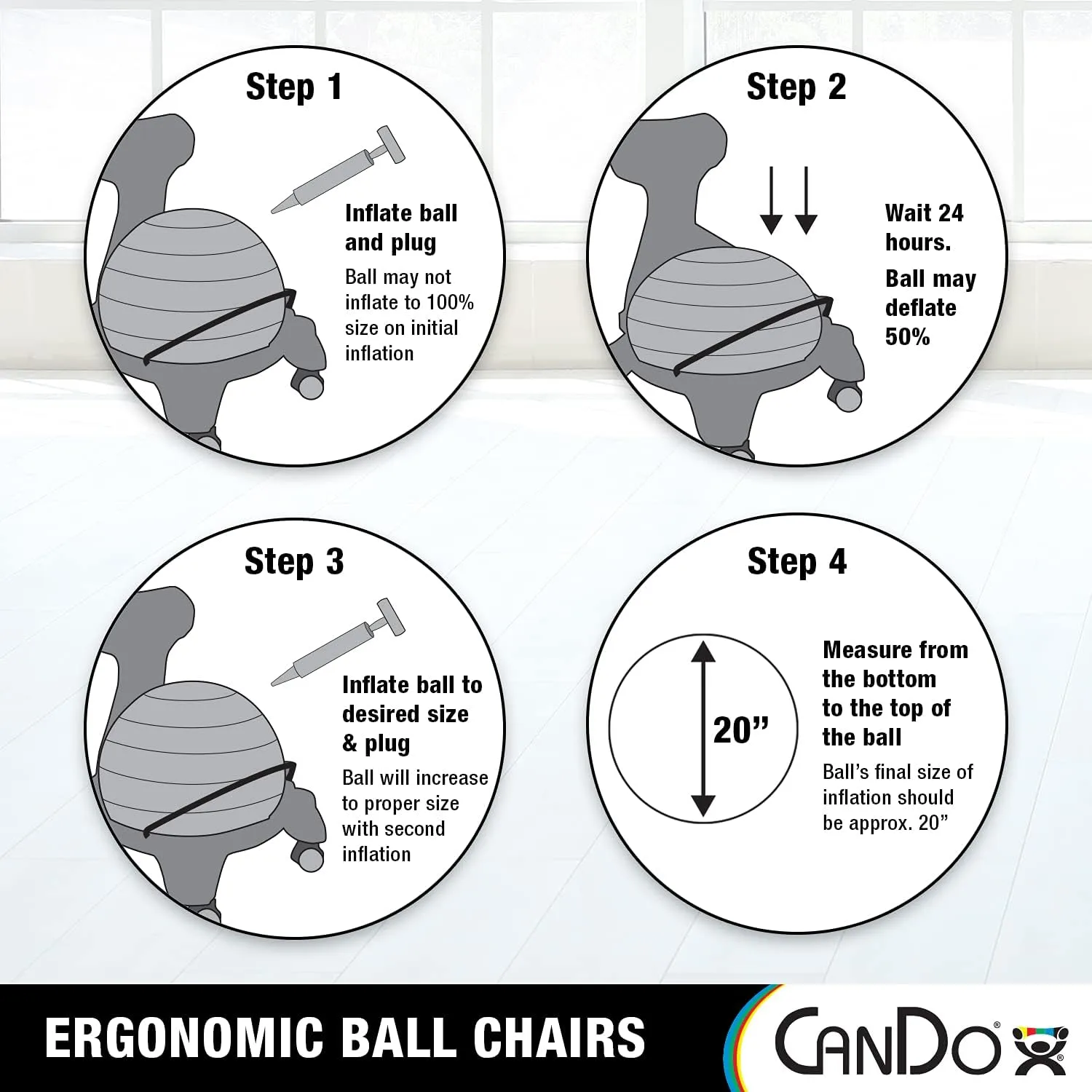 CanDo Plastic Mobile Ball Chair Adult