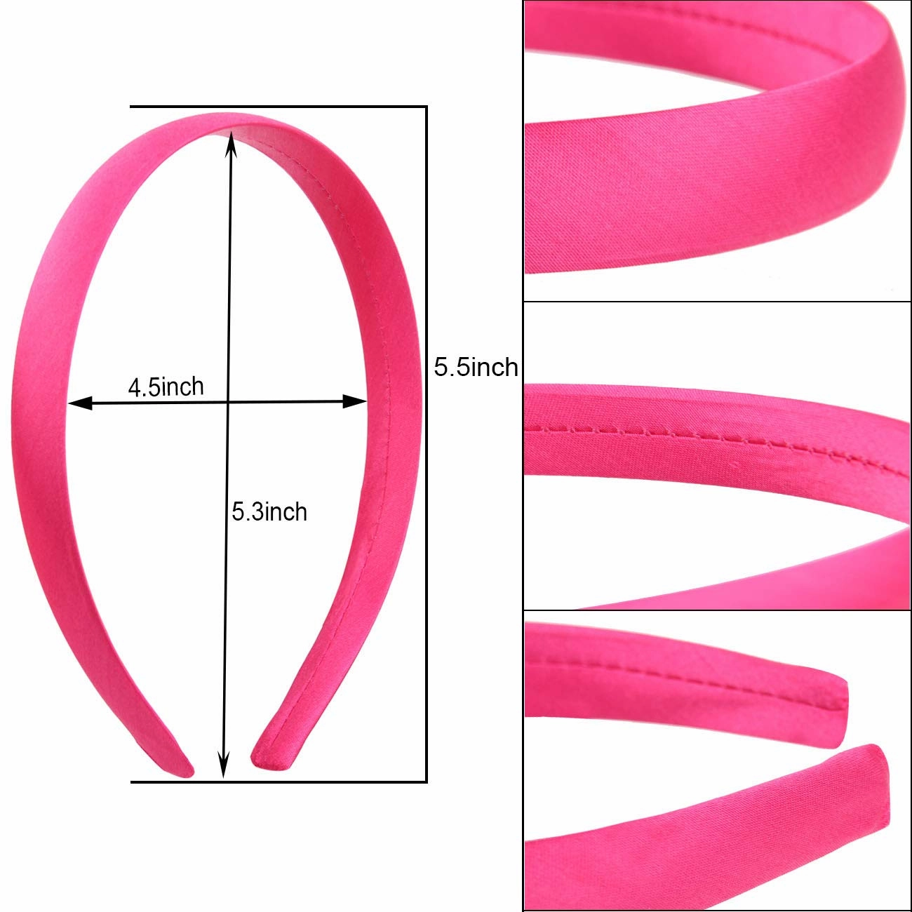 Candygirl 0.8 Inch Wide Satin Covered Girls Headbands DIY Ribbon Headbands for Girls Women Craft Hairband（33PCS）