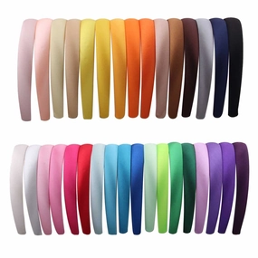 Candygirl 0.8 Inch Wide Satin Covered Girls Headbands DIY Ribbon Headbands for Girls Women Craft Hairband（33PCS）