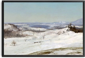 Canvas Painting Wall Picture Prints View In The Snow Vintage Winter Landscape Painting Snowy Mountain Valley Print Printable Wall Art Kitchen Bar Dining Room Wall Decoration 16x24inch Metal Frame