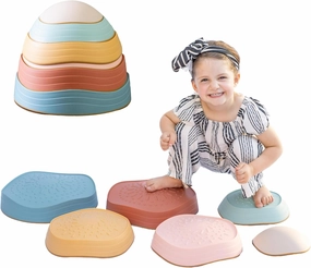 Capri & Camden Co. Balance Stepping Stones for Kids| Sensory Stepping Stones for Toddlers 1-3| Gender Neutral Set of 6 Balance Steps for Obstacle Courses