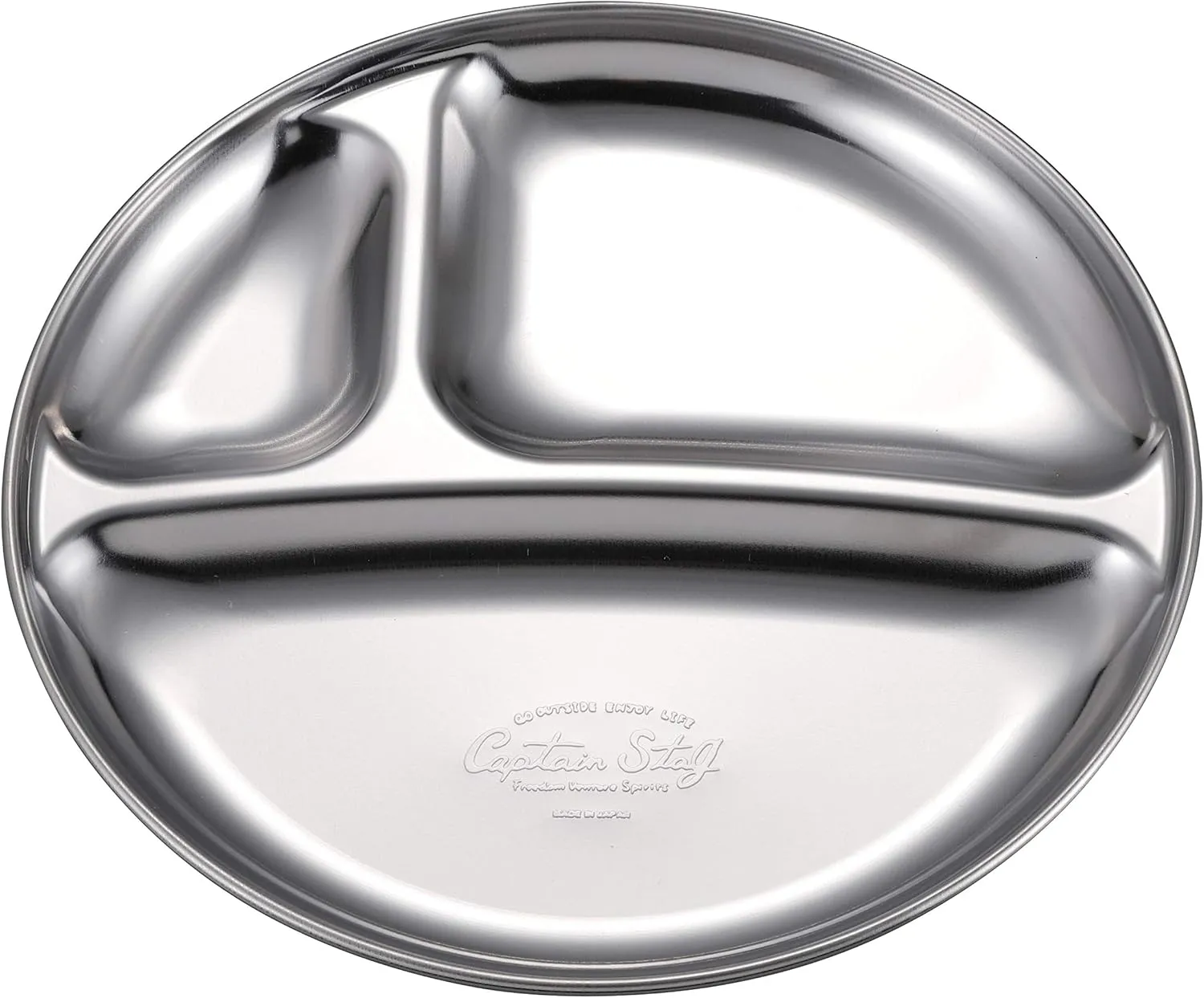 Captain Stag UZ-13313 Stainless Steel Tableware, Plate, Dish, Camping Tableware Set, Divider Plate, 7.3 inches (19 cm), Plate 6.3 inches (16 cm), Ball 6.1 inches (15.5 cm), Made in Japan
