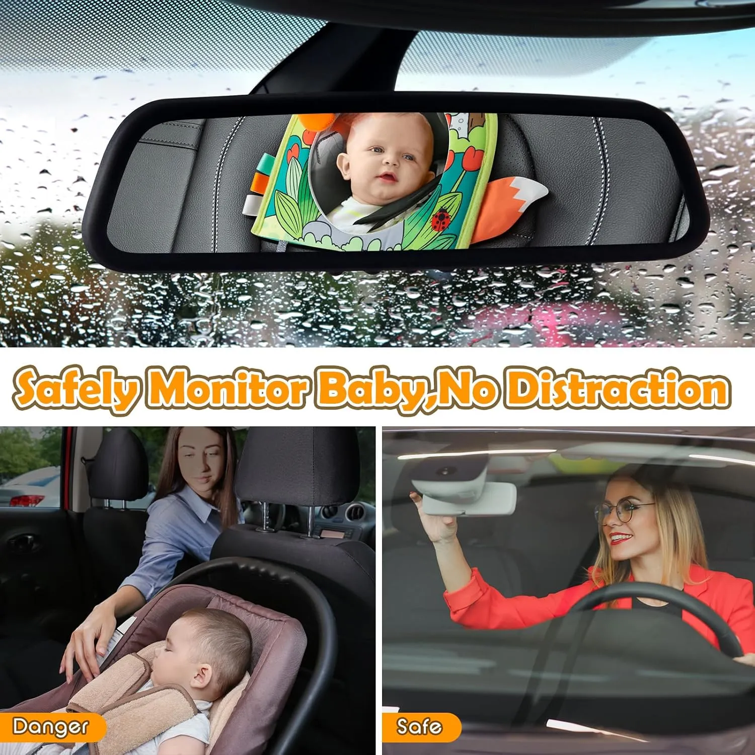 Car Seat Toy, Baby Car Mirror Toy for Baby Rear Facing, Travel Baby Activity Center with Hanging Engaging Toys for Infants Babies 0-6-12-18 Months Boy Girl