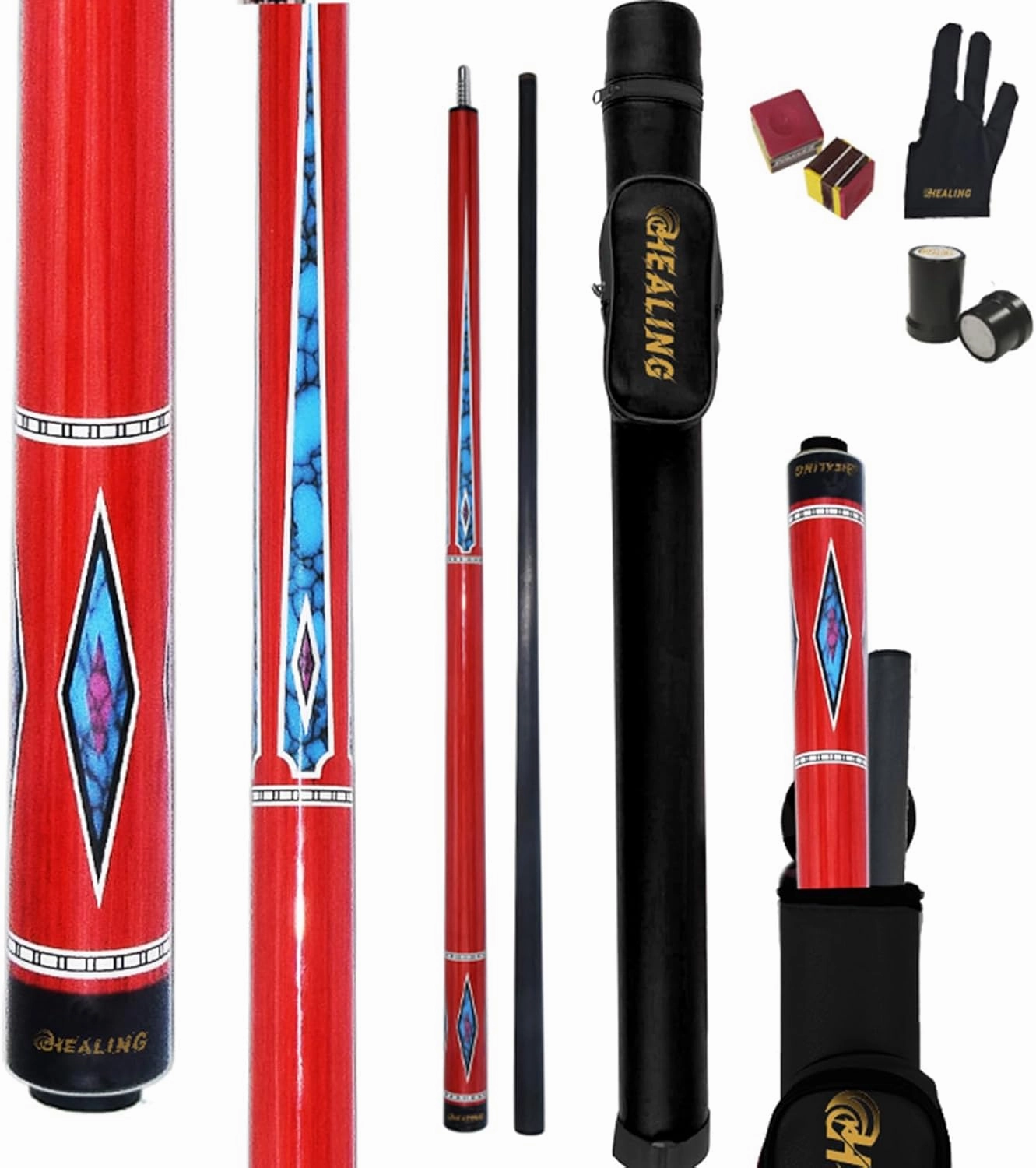 Carbon Fiber Pool Cue – 12.9mm, 14mm and 12.4mm, 2-Piece Billiard Cue Stick for Women/Men, Professional Break Cue for Snooker, 8-Ball, 9-Ball, Home & Club Use