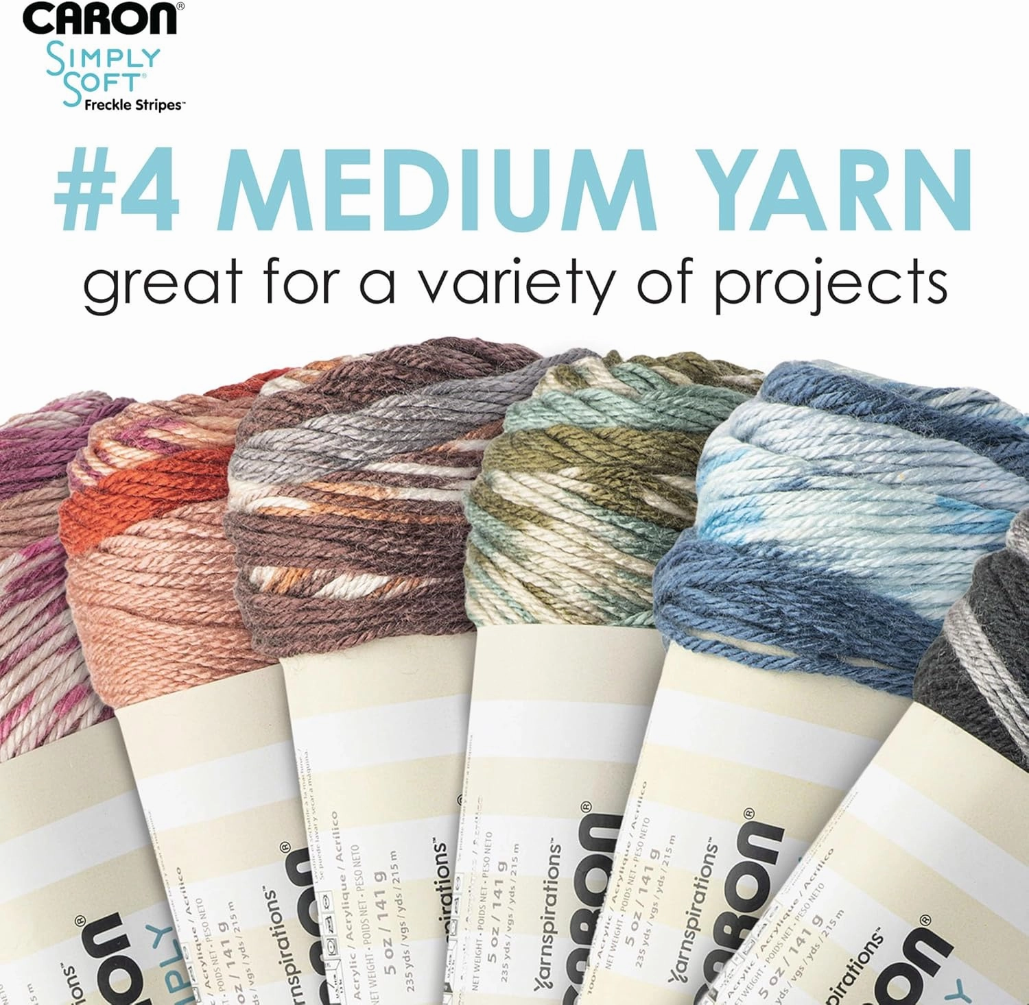 Caron Simply Soft Freckle Sienna Yarn - 3 Pack of 5oz/141g - Acrylic - #4 Worsted (Medium) - 235 Yards - Knitting & Crochet