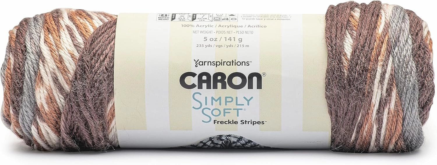 Caron Simply Soft Freckle Sienna Yarn - 3 Pack of 5oz/141g - Acrylic - #4 Worsted (Medium) - 235 Yards - Knitting & Crochet