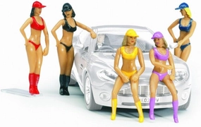 Carrera 21114 Set of Pit Babes/Grid Girls Realistic Scenery Accessory for Slot Car Race Track, Multicolor