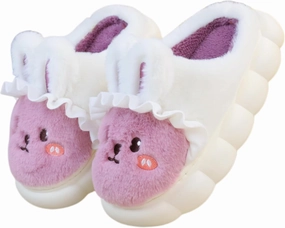 Cartoon Cute Rabbit Soft Cute Cute Plush Slippers, Heel Wrapped Cotton Slippers,Animal Home Shoes