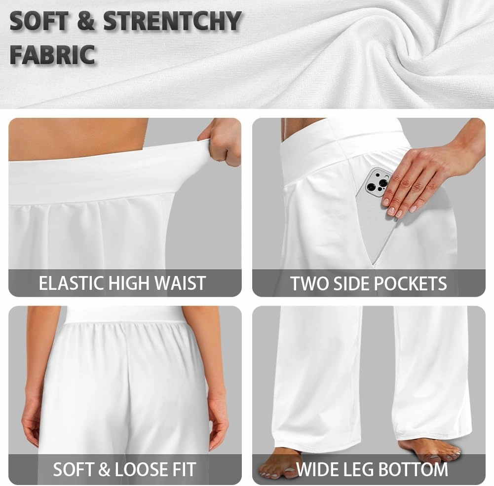 Casual Pants Women Wide Leg Dress Pants High Waisted Loose Fit Work Travel Trousers with Pockets S-3XL