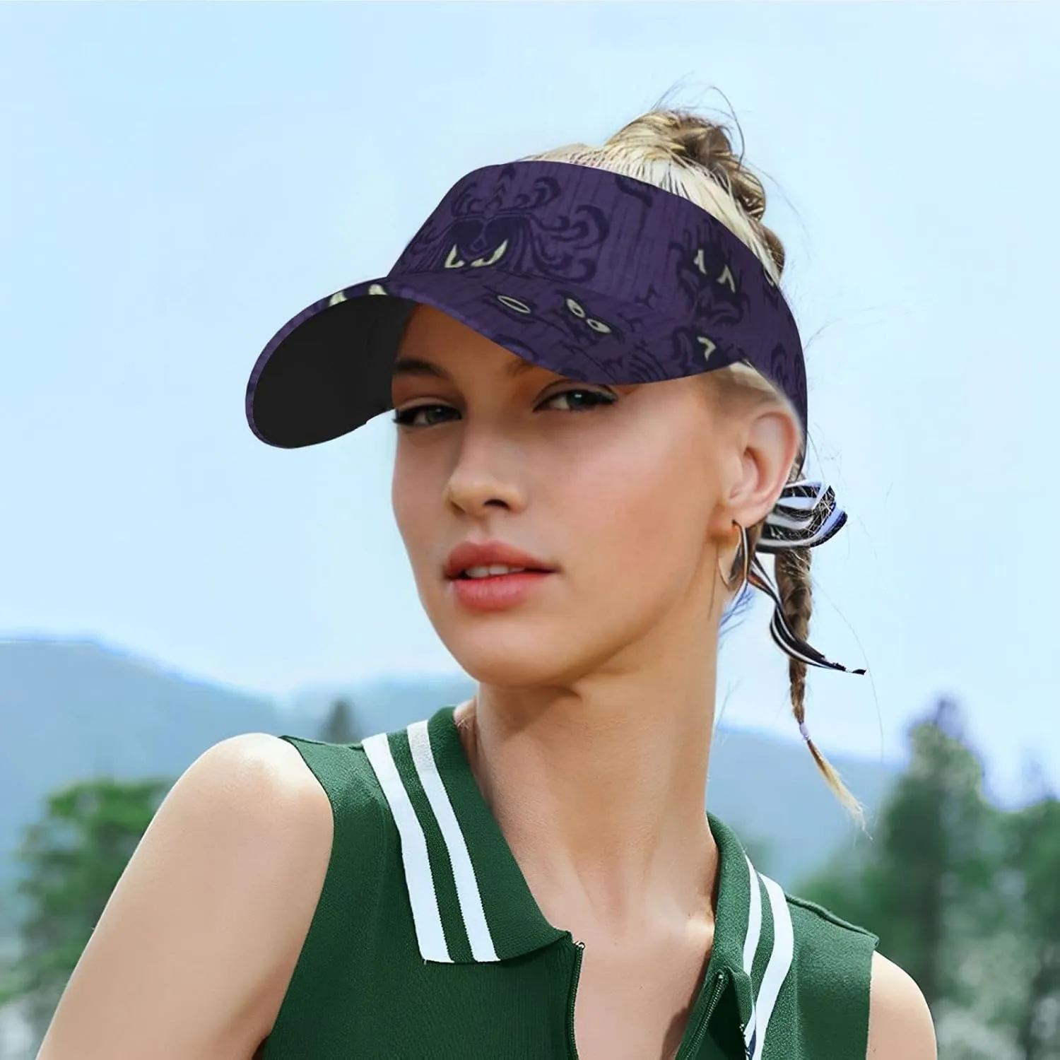 Cat Pattern Sport Sun Visor Hat Adjustable Empty Top Baseball Cap Outdoor Travel Beach Ball Caps for Women and Men