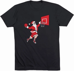 ChalkTalkSPORTS Basketball Slam Dunk Santa Tee | Short Sleeve Basketball T-Shirt | Youth and Adult Sizes