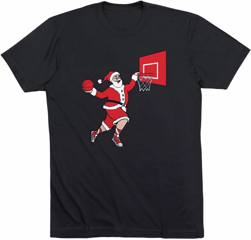 ChalkTalkSPORTS Basketball Slam Dunk Santa Tee | Short Sleeve Basketball T-Shirt | Youth and Adult Sizes
