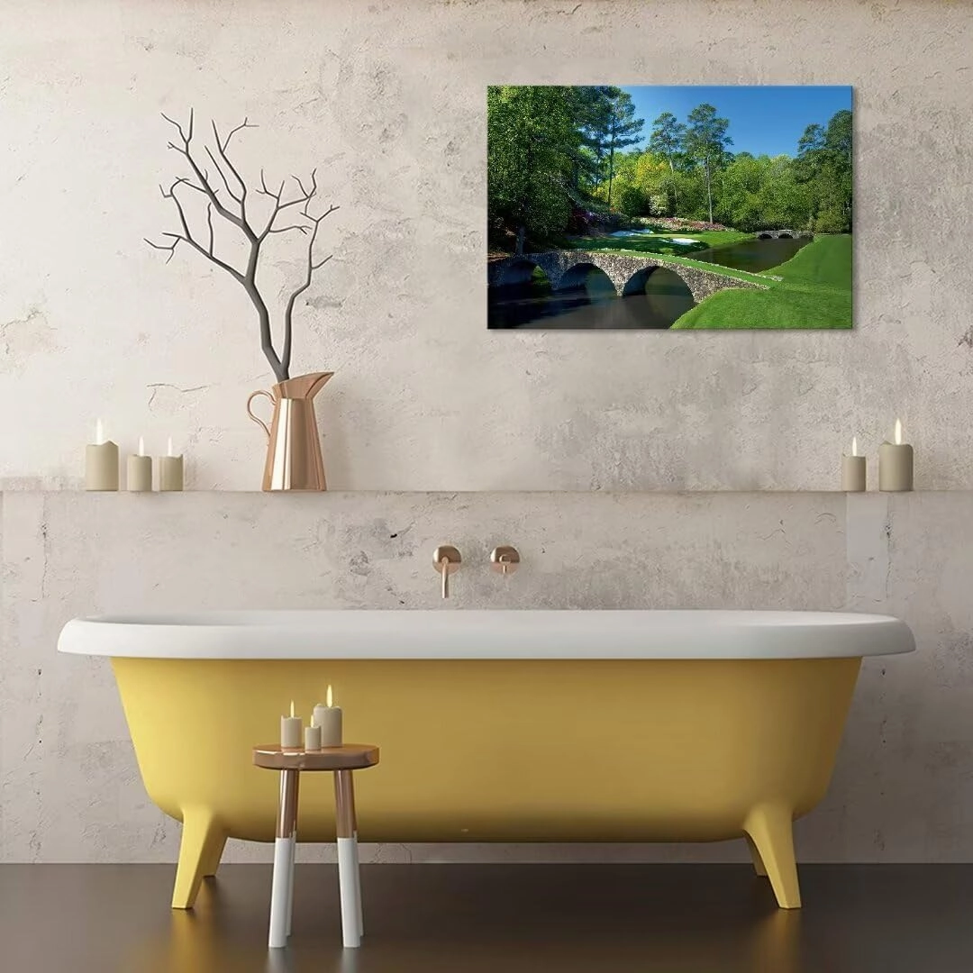 chenchenArt Augusta National Golf Course Wall Art - Augusta Golf Course 12th Hole Wall Art for Living Room Bedroom Bathroom Home Decorations Golf Art Canvas Prints Framed Ready to Hang(28''H x 44''W)