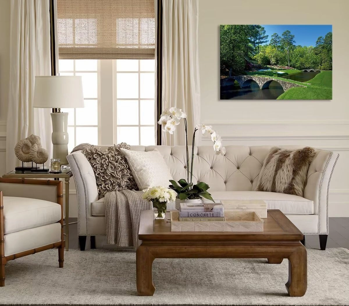 chenchenArt Augusta National Golf Course Wall Art - Augusta Golf Course 12th Hole Wall Art for Living Room Bedroom Bathroom Home Decorations Golf Art Canvas Prints Framed Ready to Hang(28''H x 44''W)