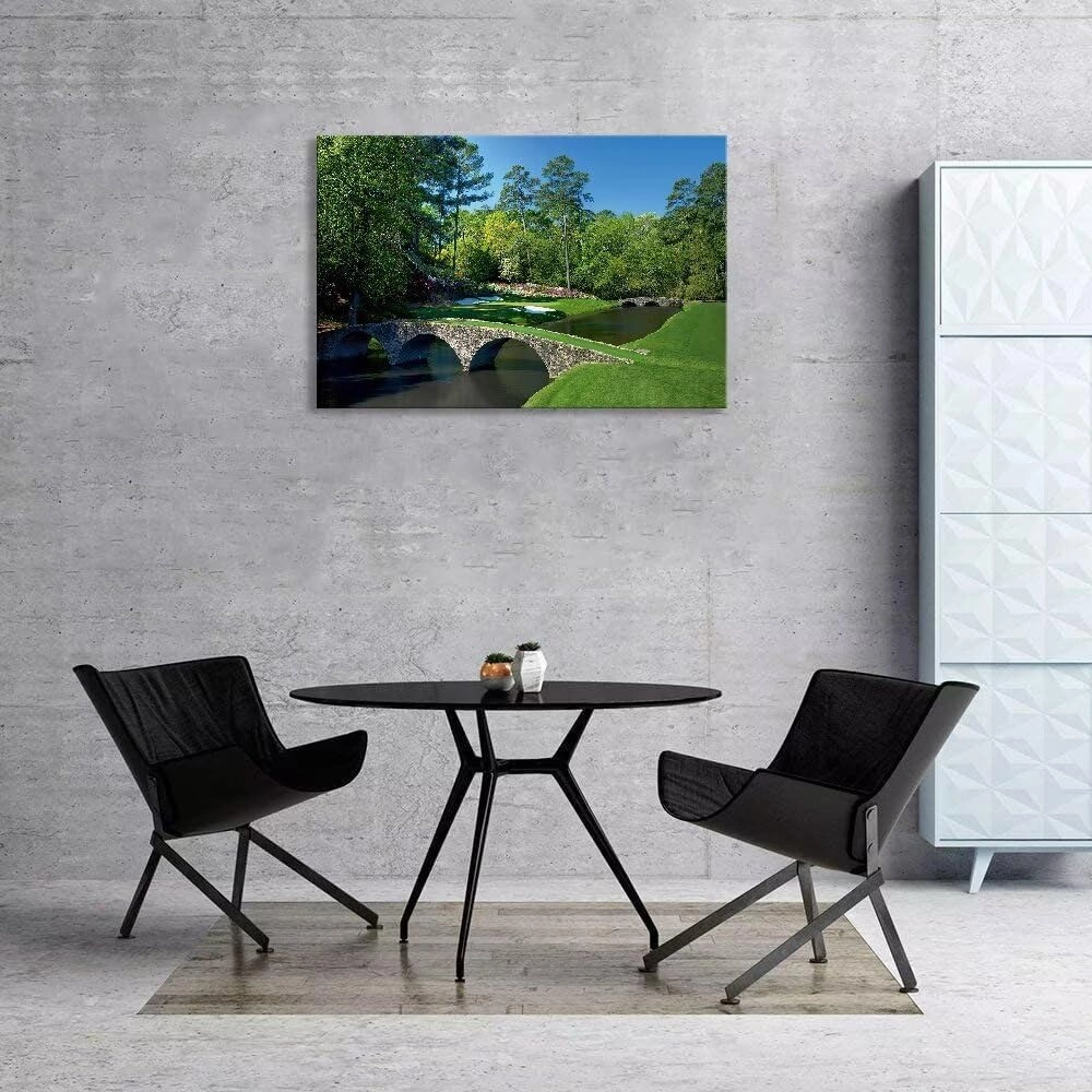 chenchenArt Augusta National Golf Course Wall Art - Augusta Golf Course 12th Hole Wall Art for Living Room Bedroom Bathroom Home Decorations Golf Art Canvas Prints Framed Ready to Hang(28''H x 44''W)
