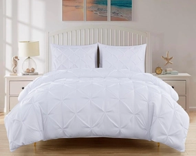 Chezmoi Collection Berlin White Pinch Pleat Extra Wide King Comforter Set, 3-Piece (Comforter and Pillow Shams) - Soft Pintuck, Lightweight All Season Microfiber
