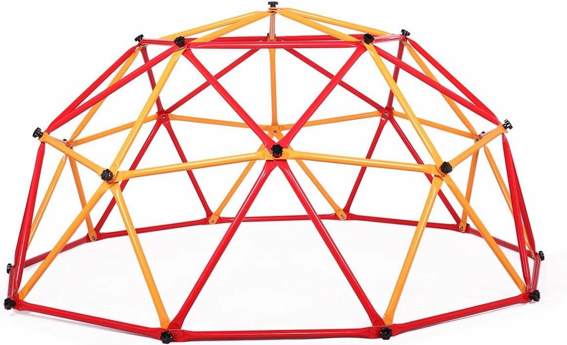 Children Climbing Dome with Swing, Playground Swing Set Climbing Frame Backyard Gym Develop Confidence for Kids Ages 3-10, Easy Assembly, Jungle Gym for Indoor, Backyard (7FT 2Color)