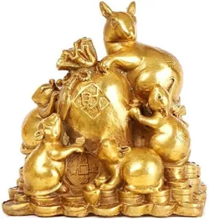 Chinese Pure Rat Lucky Bag Brass Zodiac Statues Decor Figurine Feng Shui Wealth and Good Luck Sculpture for Home and Office 1105