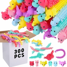 Chivao Bulk Stretchy String Fidget Toys Animal Sensory Toys Pack Worm for Adults Stress Anxiety Relieve Relaxing Party Favors(50 Pack,Animal Style)